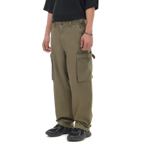 Cropp - Oliwkowe spodnie loose z regulacją - zielony