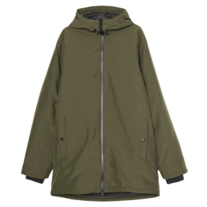 Cropp - Oliwkowy płaszcz z kapturem basic - zielony