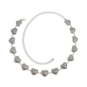 Cropp - Pasek łańcuch z sercowymi ogniwami - srebrny