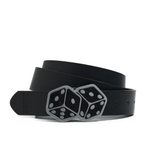 Cropp - Pasek z klamrą w kształcie kostek do gry - czarny