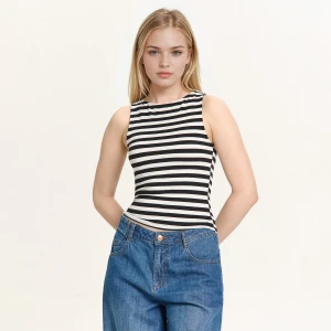 Cropp - Pasiasty top z modalem - szary