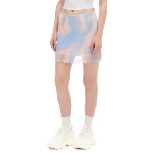Cropp - Pastelowa spódnica mini z efektem tie-dye - błękitny