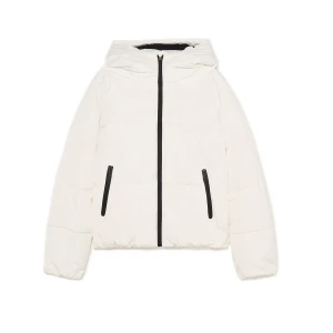 Cropp - Pikowana biała kurtka puffer z kapturem - biały