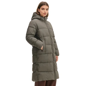 Cropp - Pikowany płaszcz z kapturem - szary