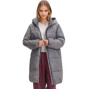 Cropp - Pikowany szary płaszcz puffer z kapturem - jasny szary