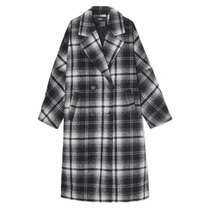 Cropp - Płaszcz oversize w kratę - czarny