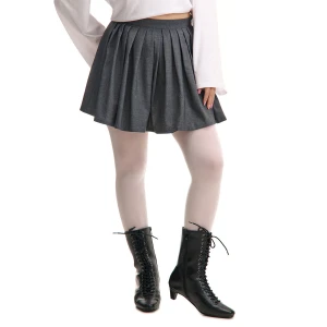 Cropp - Plisowana szara spódnica mini - szary