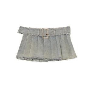 Cropp - Plisowane jeansowe spódnico-spodenki - niebieski