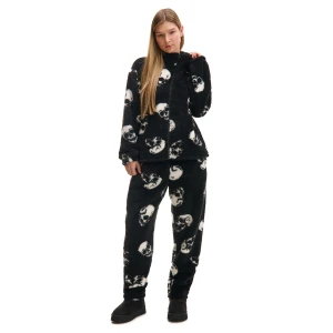 Cropp - Pluszowa piżama z motywem kości - czarny