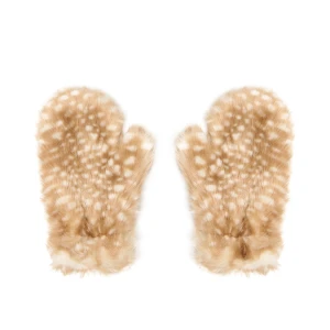 Cropp - Pluszowe wzorzyste rękawiczki z jednym palcem - beżowy