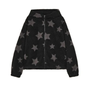 Cropp - Polarowa wzorzysta bluza z kapturem - czarny