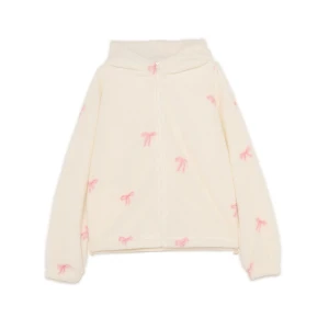 Cropp - Polarowa wzorzysta bluza z kapturem - kremowy