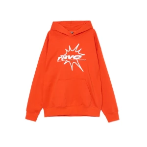 Cropp - Pomarańczowa bluza hoddie i nadrukiem UNISEX - pomarańczowy