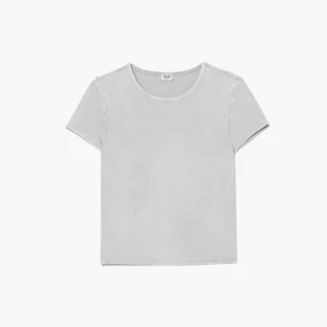 Cropp - Prążkowana koszulka z efektem sprania - jasny szary