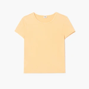 Cropp - Prążkowana koszulka z efektem sprania - pomarańczowy