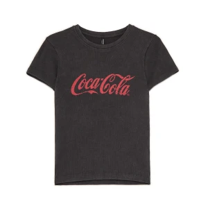 Cropp - Prążkowana koszulka z napisem Coca-Cola - szary