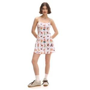 Cropp - Prążkowana sukienka mini z nadrukiem - wielobarwny