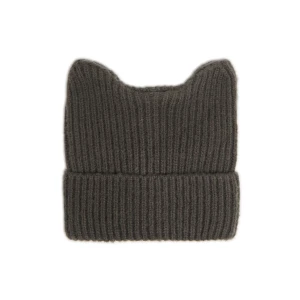Cropp - Prążkowana szara czapka z uszami - szary
