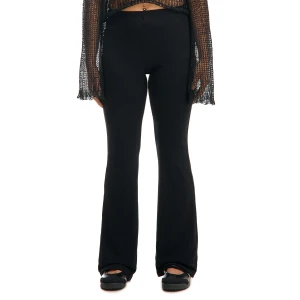 Cropp - Prążkowane spodnie flare z wiskozą - czarny