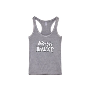 Cropp - Prążkowany T-shirt na ramiączkach z napisem - jasny szary