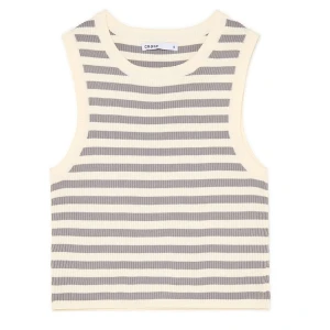 Cropp - Prążkowany tank top w paski - biały