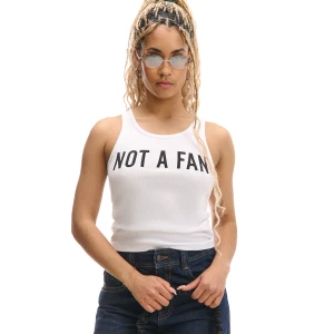 Cropp - Prążkowany tank top z napisem - biały