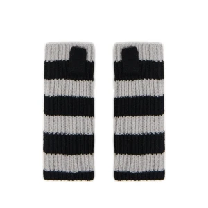 Cropp - Rękawiczki mitenki w szaro-czarne paski - szary