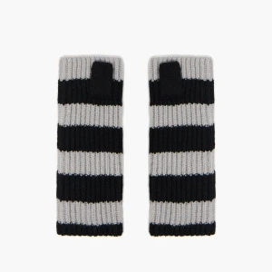 Cropp - Rękawiczki mitenki w szaro-czarne paski - szary