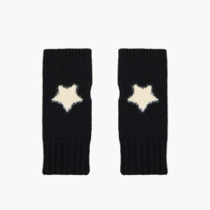 Cropp - Rękawiczki mitenki z nadrukiem gwiazdki - czarny