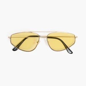 Cropp - Retro okulary przeciwsłoneczne typu aviator - żółty
