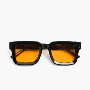 Cropp - Retro okulary przeciwsłoneczne z kolorowymi szkłami - czarny