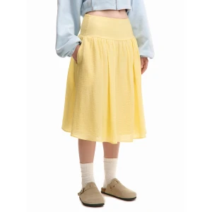 Cropp - Rozkloszowana spódnica midi z kieszeniami - żółty