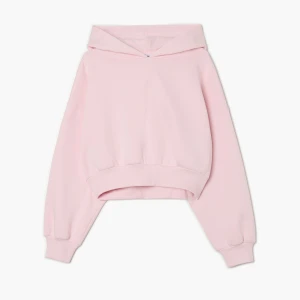 Cropp - Różowa bluza basic z kapturem - różowy