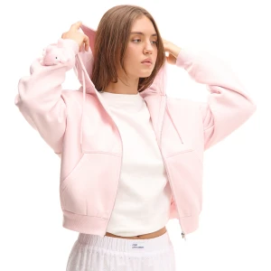 Cropp - Różowa bluza z pluszakami na rękawach - różowy