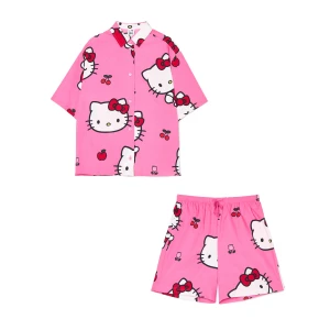 Cropp - Różowa dwuczęściowa piżama Hello Kitty - różowy