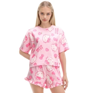 Cropp - Różowa dwuczęściowa piżama Hello Kitty - różowy