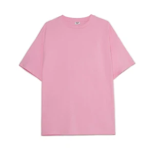 Cropp - Różowa gładka koszulka oversize - różowy