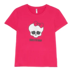 Cropp - Różowa koszulka z aplikacją Monster High - różowy