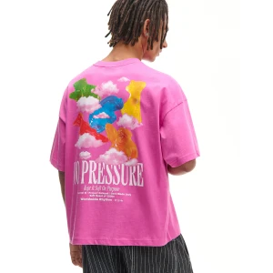 Cropp - Różowa koszulka z motywem żelek - różowy