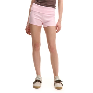 Cropp - Różowe szorty z podwiniętą gumą w pasie - różowy