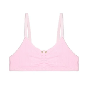 Cropp - Różowy ażurowy stanik z różyczką - różowy