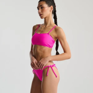 Cropp - Różowy dół od bikini z wiązaniem - różowy