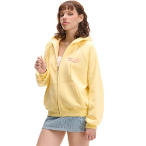 Cropp - Rozpinana bluza hoodie z kotkiem - kremowy