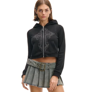 Cropp - Rozpinana bluza z cekinowym krzyżem - czarny