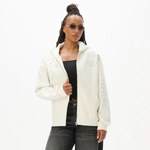Cropp - Rozpinana bluza z cekinowymi napisami - biały