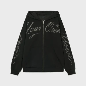 Cropp - Rozpinana bluza z cekinowymi napisami - czarny