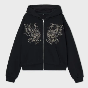 Cropp - Rozpinana bluza z kwiatowym motywem - czarny