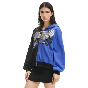 Cropp - Rozpinana dwukolorowa bluza z nadrukiem - inny