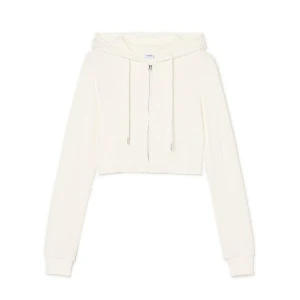 Cropp - Rozpinana krótka bluza z kapturem - biały