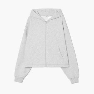 Cropp - Rozpinana solidna bluza z kapturem - jasny szary